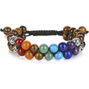 Yellow Tiger Eye Crystals Yoga Stone Bead Chakra Relax Bracelet for Womens Mens